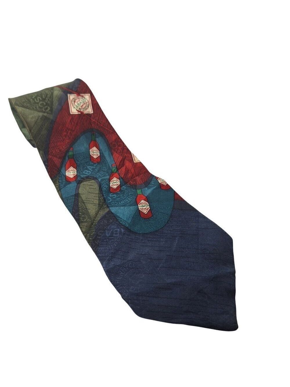 Tabasco Silk Necktie Blue Red Green Teal